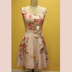 Lovely Pink Floral Vintage Fit&Flare Dress, Size S
